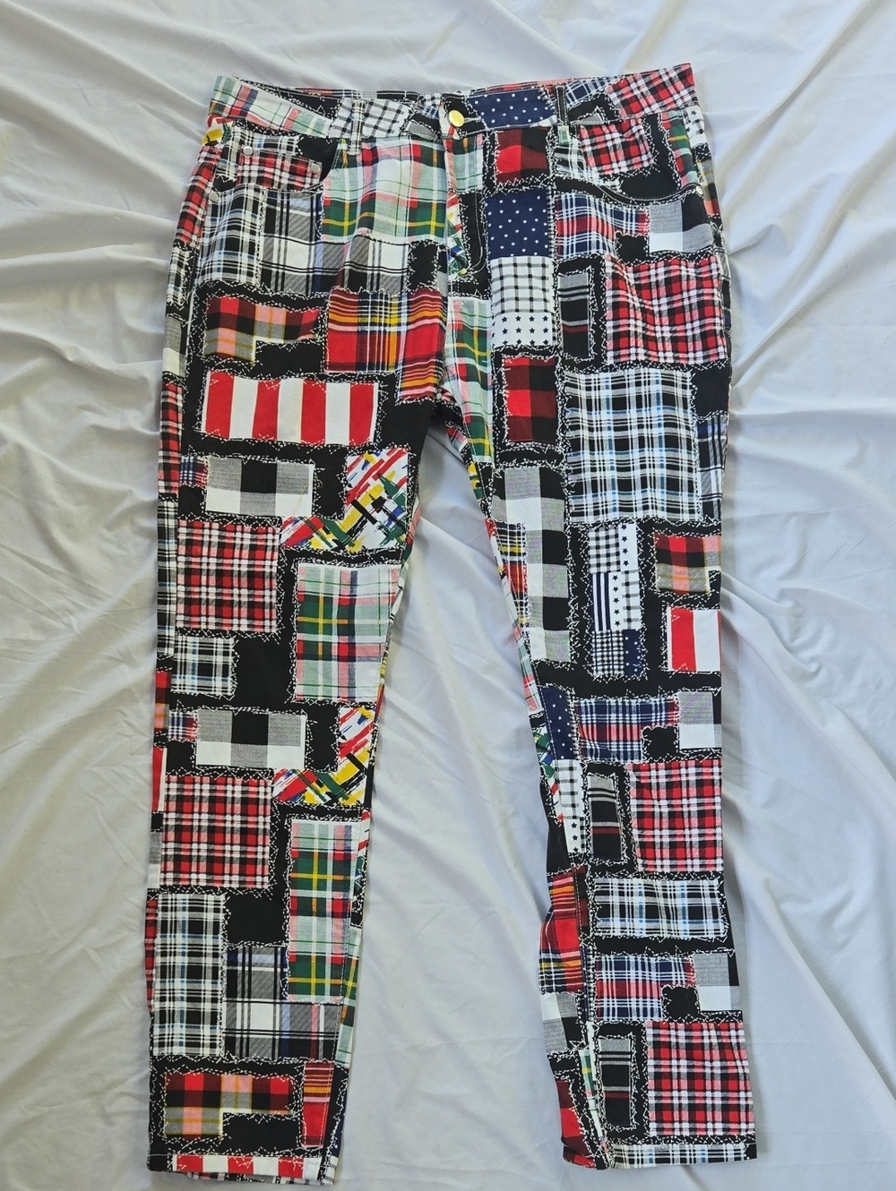 Men's Graphic Funky Print Tartan Style Plaid All Over Multicolored Jeans